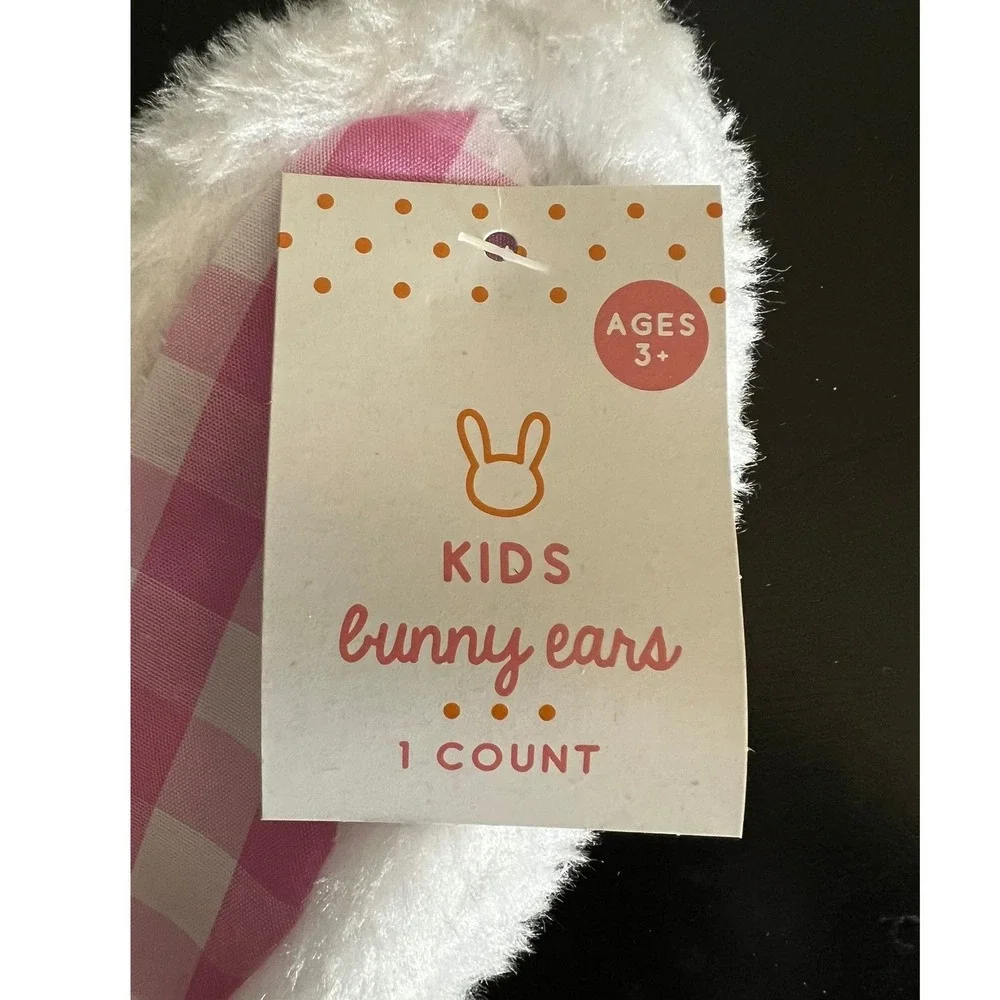 Bullseye's Playground Bunny Ears Kids O/S Pink / White Brand New Gingham Easter
